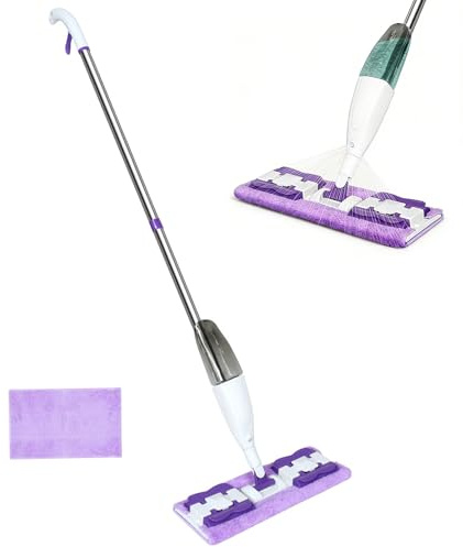 Wischmopp mit Sprühfunktion, Sprühwischer Bodenwischer mit Wischpads, 360 Grad Rotierender Wischmopp, Wischer Boden Spray Mop für Hartholz, Marmor, Laminat Bodenreinigung