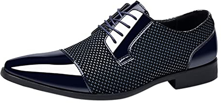 Lackskor herr svart, herr loafers elegant sommar kostymskor vintage läderskor fest kvällsskor formella bröllopsskor låg klack herrskor klassiska halvskor, Mörkblå, 39 EU