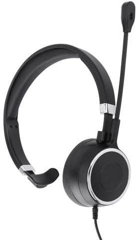 Omquot Monauralt USB-telefonheadset med Brusreducerande Mikrofon för Callcenter, Kundtjänst och Telemarketing, Svart