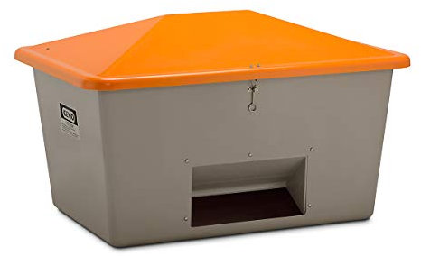 CEMO | Streugutbehälter aus GfK | Volumen 1100 l | mit Entnahmeöffnung | Behälter grau