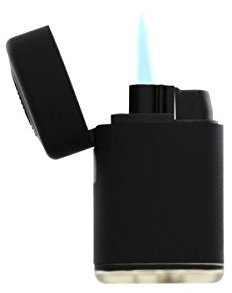 Mechero electrónico Turbo, llama azul, bloque de goma, mechero negro