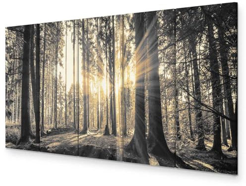 murando - Wandbilder XXL Bilder Wald 200x80 cm 5 tlg Wand Deko Leinwand Bilder Groß Wanddeko Wohnzimmer Schlafzimmer Kunstdrucke Waldlandschaft Natur Panorama Baum c-C-0177-b-o