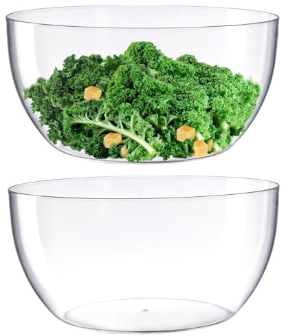 Große Salatschüssel, runde Form aus hochwertigem Acryl, bruchfest, transparent, 4139 ml, 2 Stück