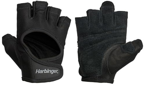 Harbinger Power Women's Trainingshandschuhe-Bequem, leicht und atmungsaktiv, verstellbarer Sitz mit Klettverschluss am Handgelenk, perfekt für Anfänger und moderate Workouts,Klein,Schwarz