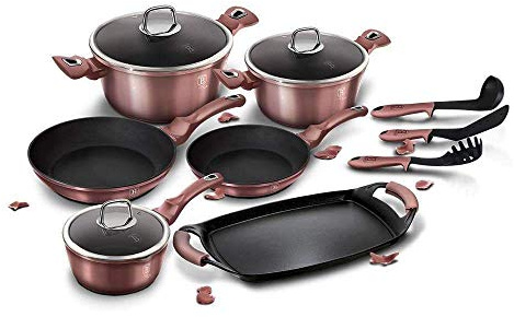 Berlinger Haus BH-6044 Metallic iRose Saucepan Set of 12 Granite