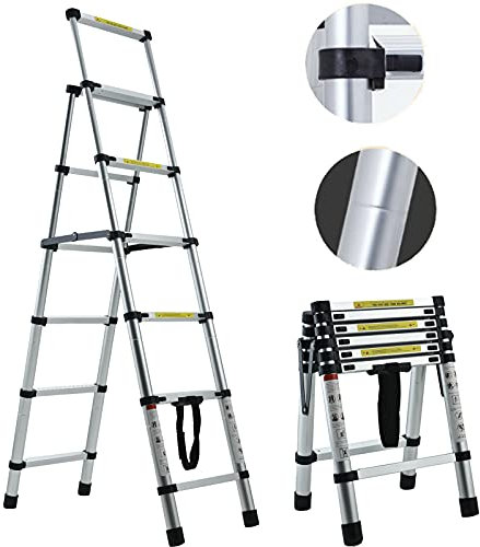 Home Ladder 5+6 Step Ladder Aluminium Heavy Duty 6 Tread Telescopic Ladders Indoor Folding Stepladder Max 150kg Capacity