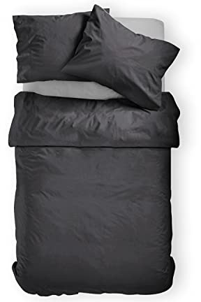 Amolavet Sommer Bettwäsche 135x200 Anthrazit Grau Uni Gebürstete Mikrofaser Super Weich & Atmungsaktiv Pflegeleicht & Bügelfrei 2 Teilig Bettbezug Set mit Reißverschluss für Einzelbett