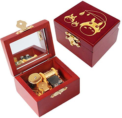 Youtang Music box Carved Wood Musical Box Wind Up Mechanism Mucial Gift for Christmas,Birthday,Valentine's Day (My Neighbor T, gold)