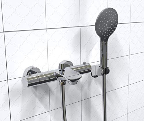 EISL CLT023ACR CLAUDIO Thermostat Badewannenarmatur inkl. Handbrause und Halter, Wasserhahn für die Badewanne mit Verbrühschutz, Wannenthermostat Badarmatur mit Mischbatterie in Chrom