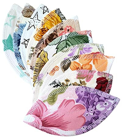 Lilind® Lot de 10 Serviettes hygiéniques réutilisables en tissu biologique lavable extra fin - zéro gaspillage, 100% coton - Impression aléatoire, à fleurs