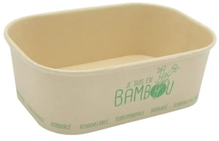 Barquette Bambou Micro Ondable Je Suis en Bambou - 75 cl - Lot de 50