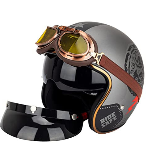 Motorradhelm mit offenem Gesicht und Schutzbrille MTB-Integralhelme und Schutzbrillen Motocross-Helme Helmüberzug Radfahren DOT ECE Casque Moto Jet helme