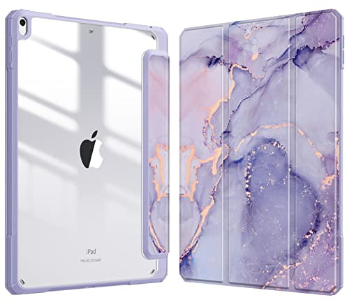 Fintie Funda Durable para iPad Air 10.5 3 Gen 2019 / iPad Pro 10.5 2017 | [Soporte para lápices Integrado] - Carcasa Trasera a Prueba de Choques Auto-Reposo/Activación, Mármol Lila Dorado