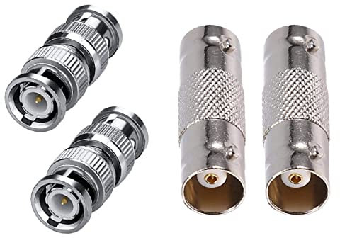 ZOREI 4 Pezzi Accoppiatore Adattatore Connettore BNC, 2 Pezzi BNC Maschio Maschio + 2 Pezzi BNC Femmina Femmina