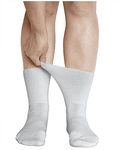 vitsocks Calzini per Diabetici Extra Larghi senza Elastico Donna (3 PAIA) Calze Sanitarie Piedi Gonfi Cotone Morbido, bianco, 39-42