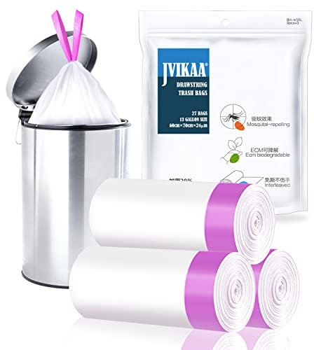 JVIKAA 50L Heavy Duty Rubbish Bags with Drawstring - Biodegradable, Scented & Anti-Leak Bin Liners for Home, Office, Garden | Extra Strong 60x70cm Waste Bags (Commercial Use, 100% Leakproof)