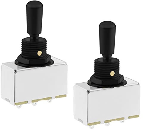 ECSiNG 2PCS Electric Guitar 3 Way Toggle Switch with Black Metal Tip Knob Cap Compatible with Les Paul Style Electric Guitar Pickup Selector Switch