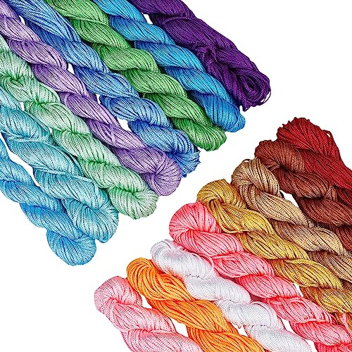 PandaHall 448 Yards/416m 1mm Nylonschnur Chinesische Knotenschnur Geflochtene Perlenschnur Nylon-Kumihimo-Makramee-Faden Schnur Für Freundschaftsarmband Schmuckherstellung Weihnachtsbaumschmuck