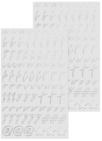 QUARKZMAN 2 Blätter Buchstaben Aufkleber, 3D Selbstklebende Groß Klebebuchstaben Sticker für Postfach,Schilder,Adressnummer,DIY Scrapbooking,Dekoration,Silber