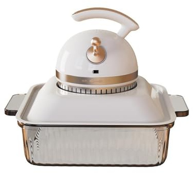 BNEI Freidora de Aire de Cristal, 1300 vatios - Sin Aceite - 360°C de Calor circulante - Amplio Rango de Temperatura 80~200°C - Temporizador Libre de 5~60 Minutos (7L)