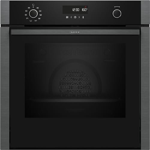 NEFF B5ACH7AG1, N 50, Einbaubackofen 60x60cm, Slide und Hide, Graphite Grey, CircoTherm, LCD Display, Pyrolyse, Easy Clean, Voll versenkbare Bedienknebel, elektronische Steuerung
