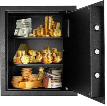 45L Tresorschrank Haushalt Tresor Boden Wandtresor Feuerfest Möbeltresor Schlüssel Safe Box | 38x31x45 CM | Großer digitaler Kombitresor | Mit 2 Nottresorschlüsseln