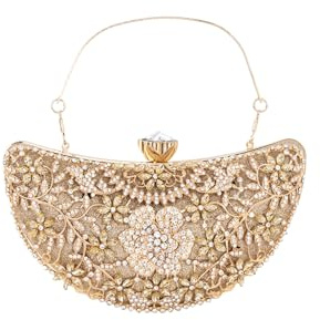 CORIOS Damen Strass Clutch Diamant Abendtasche Glitter Kristall Handtasche Pailletten Hochzeit Brautbörse Klein Tasche Elegant Schultertasche Glänzend Umhängetasche Gold