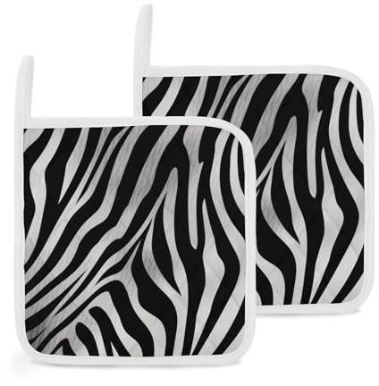 2 Pack Kitchen Pot Holders Heat Resistant Pot Holders,Zebra Print Print Oven Hot Pad Pot Holders for Cooking Baking