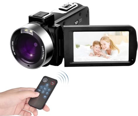 Caméra Vidéo pour Vlogging, Caméscope Full HD 1080P, Zoom Numérique 30MP 18X, écran Rotatif 3,0 Pouces avec Télécommande, Détection de Visage, Capture de Moments Merveilleux