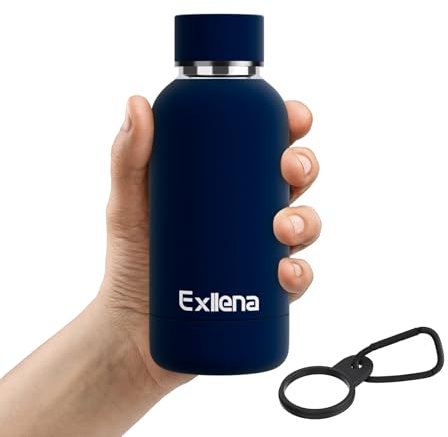 Exllena Insulated Water Bottle 350ml, Keeps Drinks Cold 24 Hrs, Dark Blue