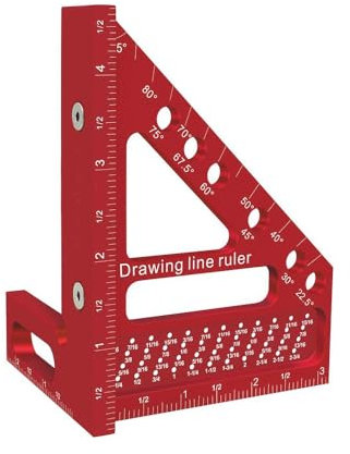 Tiardey Calibro angolare 3D Multifunzione da 22,5 a 90 Gradi in Lega di Alluminio, Strumento di misurazione di precisione per tracciatura di Layout nella Lavorazione del Legno
