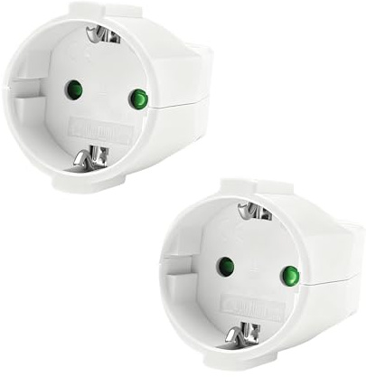 VIEVRE 2 Stücke Kupplung, Schuko Kupplung Weiß 250V/16A, Schuko Stecker Kupplung IP20, PVC Schutzkontakt Kupplung, Schuko Kabel Kupplung, Euro Kupplung für 10mm Kabel