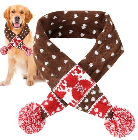 Strickschal für Hunde – Halswärmer mit Bommel | Weiches und bequemes Winterkostüm für kleine, mittlere und große Hunde | perfekt für Fotos von festlichen Hunden und Hunden
