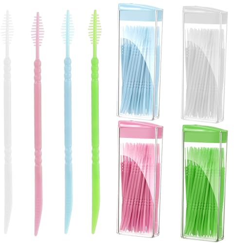 HJZHII 240 Unidades De Palillos De Dientes Con Caja, Palillos De Dientes Portátiles De Plástico, De Doble Cabeza, Hilo Dental, Cepillo Interdental, Herramienta De Limpieza De Dientes