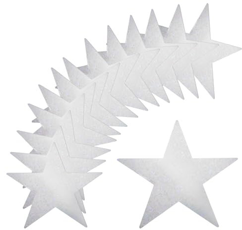 QUARKZMAN 36pz Stelle Laser Argento Ritagli Carta Doppia Faccia Decorazione Stelle in Cartone per Parete della Classe Forniture per Feste Notturne a Tema Cinema, 11 Pollici