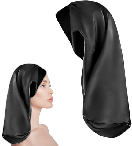 Long Hair Bonnet for Sleeping, Silk Bonnet for Sleeping, Satin Night Sleep Cap with Wide Elastic Band Soft Protective Head Cover for Curly Braided Black Hair Comfortable for Women and Girls