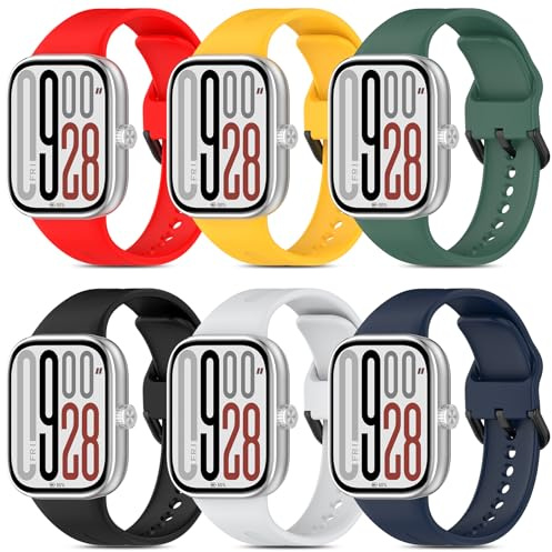 BDIG 6 stycken klockarmband kompatibla med Xiaomi Redmi Watch 5/Xiaomi Redmi Watch 4, mjuka sportarmband i silikon, kompatibelt med Xiaomi mi band 8 Pro/Mi-band 9 Pro, herr dam