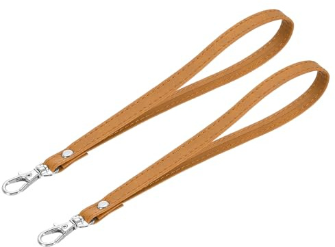 QUARKZMAN 2 Pcs Dragonne de Poignet en Cuir Pu Marron Clair | pour Remplacement de Clés de Coque de Téléphone Portefeuille, Dragonne de Poignet