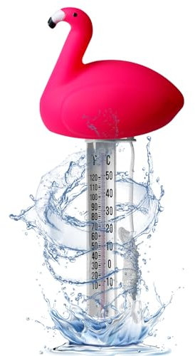 WANDGU Termometro galleggiante per piscina: misurazione della temperatura dell'acqua, termometro infrangibile, misuratore di temperatura Easy Read, galleggiante con guinzaglio di fissaggio per piscine