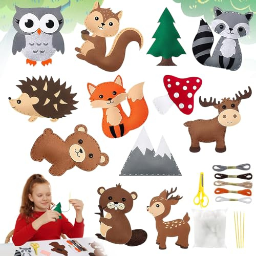 PEAKTOP 12 PCS Kit De Couture Pour Enfants, Kits Couture En Feutre Animal