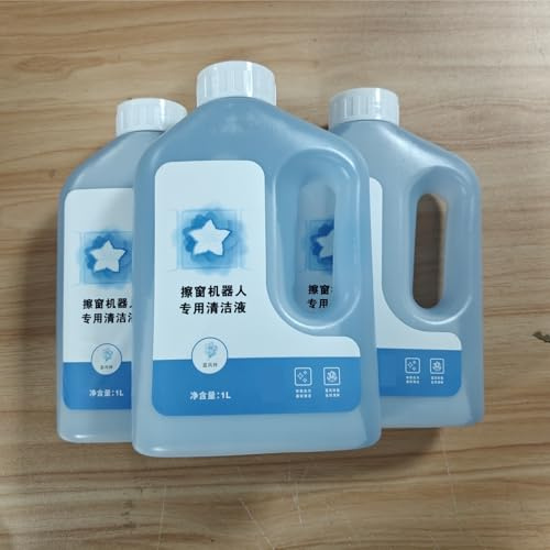 Liquido per la pulizia dei vetri 1L (33,8fl oz)。 Profumo di campanello eolico blu。 Compatibile per WINBOT W1PRO / W2 PRO / W960 / W920 / W880. Accessori per robot lavavetri(3pc)