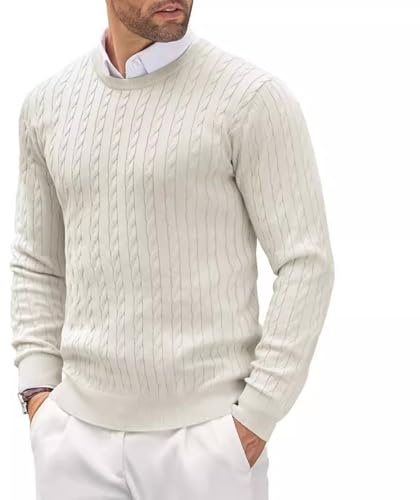 Generisch Jersey para hombre con cuello redondo, jersey de punto fino, jersey de invierno, ropa de entretiempo, corte ajustado, sudadera informal de negocios, sudadera con capucha para hombre