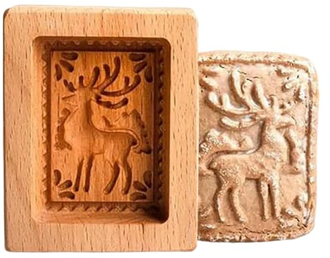 Moldes para galletas de madera Sellos para galletas de ciervos adorables Moldes para hornear reutilizables, lavables y antiadherentes de fácil liberación para caseras.