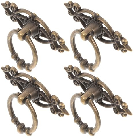 Outanaya Maniglie per Cassetti Vintage in Lega di Zinco 4 Pezzi Maniglie ad Anello per Mobili Antichi Ferramenta per Cassettiere e Armadi Accessori per Cucina e Camera da Letto