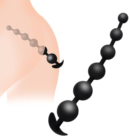 Qcpuuu Palline Anal in Silicone, Buttplug con 6 Perle Anali, Dilatatore Anale, Catena Anale, Plug per Donne & Uomini, Giocattolo Sessuale, Nero