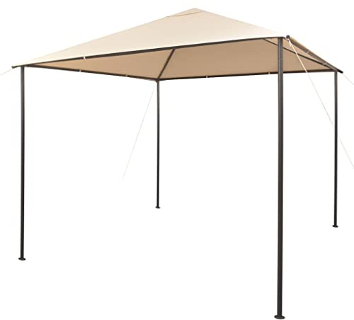 Nqyjm Trädgårdspaviljong utomhus tält 3 x 3 m beige stål, paviljong mottagningstält för bröllop, fester, camping, kommersiella evenemang