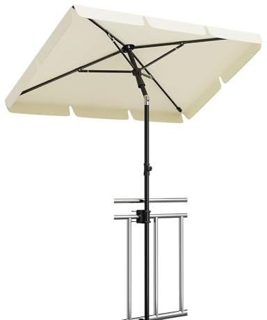 Garvee Parasol rectangulaire extensionérieur – Protection solaire UPF 50+ – Housse incluse – Idéal terrasse, balcon, jardin – Coloris écru, tissu crème