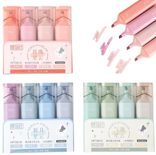 Uanqfegy Glittermarkeringspennor, 3 uppsättningar 12 färger gnistrande markörer med vinklad spets, fläcksäkra för anteckningar, dagbok, scrapbooking