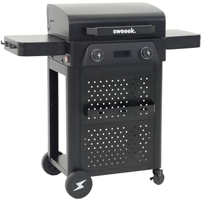 sweeek - Barbecue électrique acier émaillé 2 brûleurs 2300 W. 2 tablettes. thermomètre. écran de contrôle - Voltis