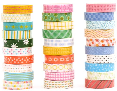 Songdao 20 rouleaux Washi Tape Set, Masking Tape Scrapbooking Ruban Adhésif Décoratif pour Arts, Bullet Journal, Bricolage, Emballage